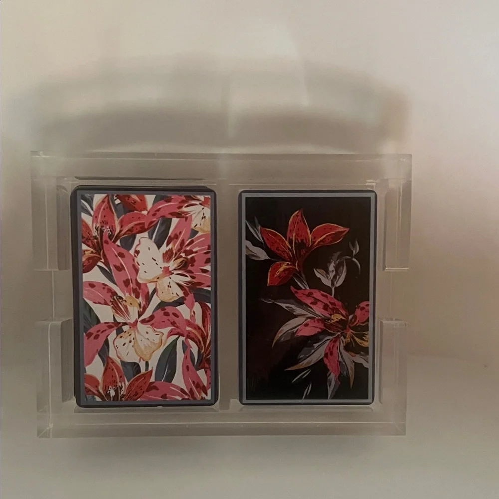 Floral Playing Card decks and acrylic case